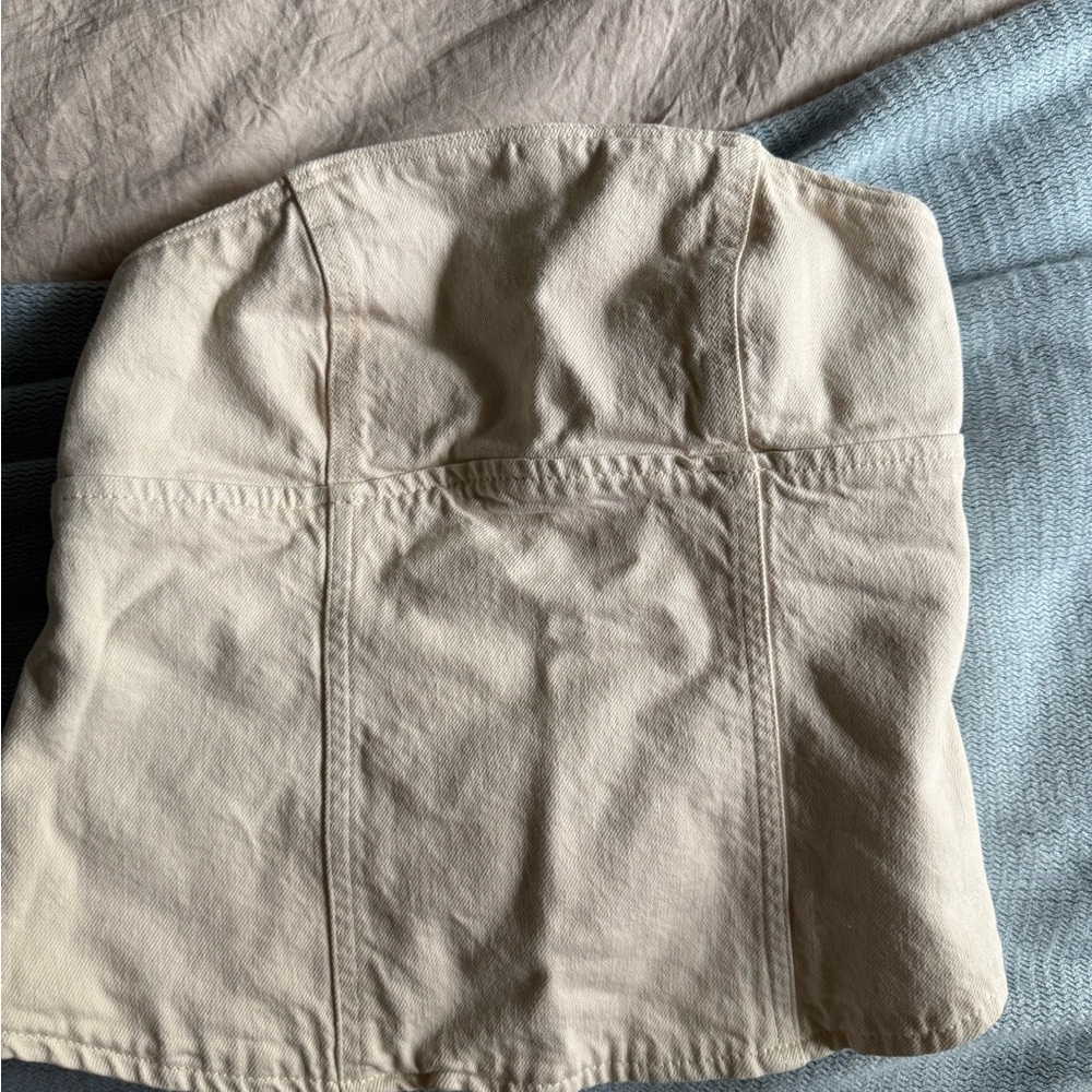 Zara Cream Strapless Denim Top